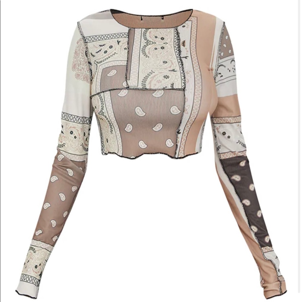 Brand new PLT bandana patchwork crop top
